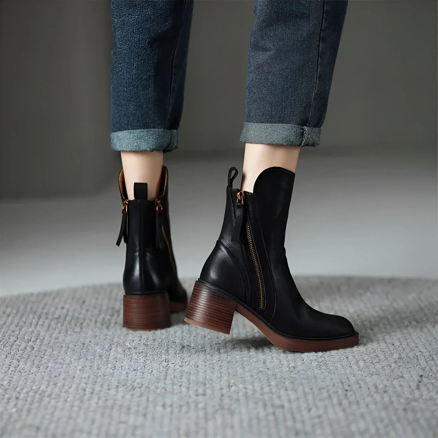 Cynthia- Bottines en cuir confortables